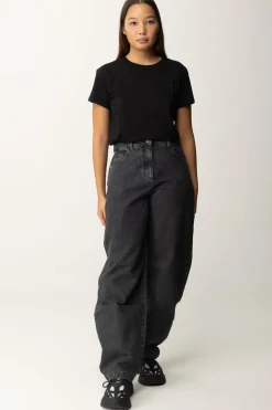 Patrizia Pepe T-shirt Basica con Logo LetteringNERO