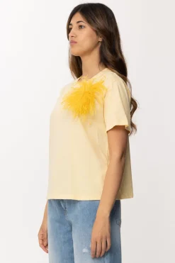 Patrizia Pepe T-shirt con Inserto PiumetteCLARITY YELLOW