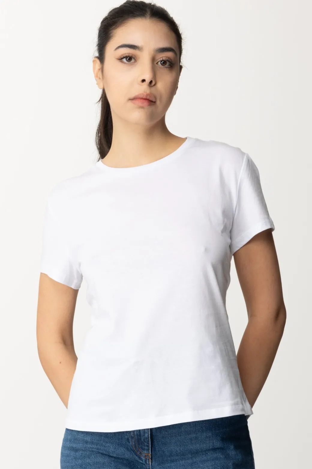 Patrizia Pepe T-shirt con Scollo Su Retro e Logo In StrassBIANCO OTTICO