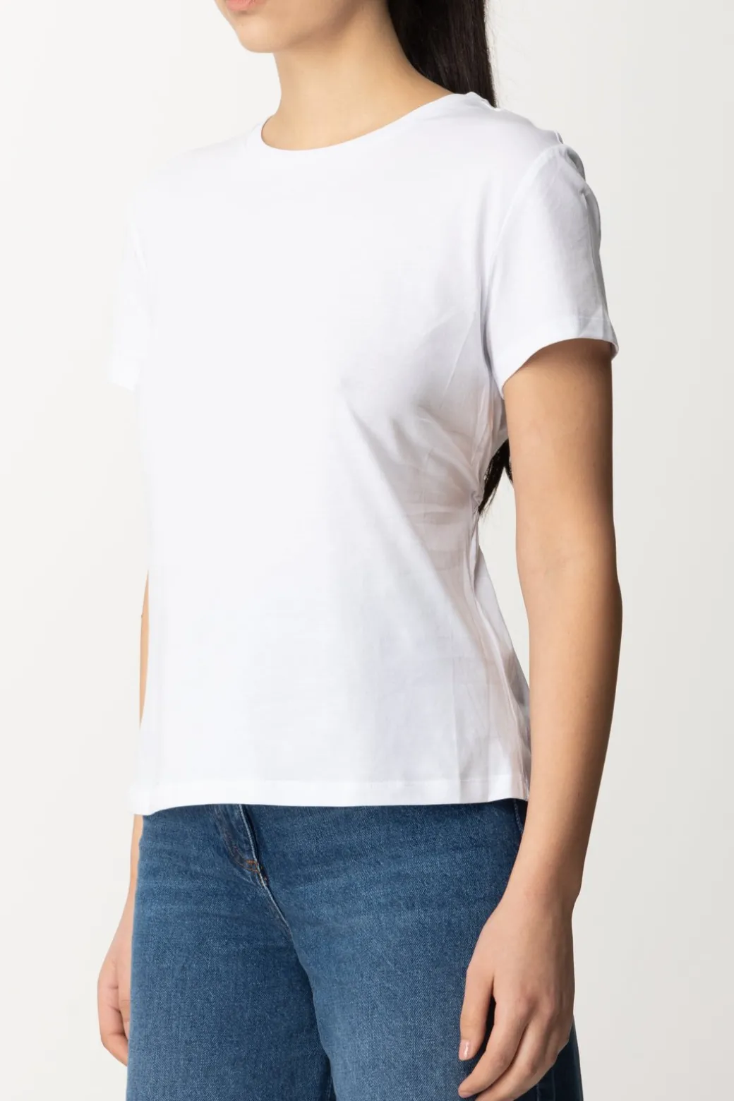 Patrizia Pepe T-shirt con Scollo Su Retro e Logo In StrassBIANCO OTTICO