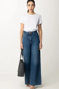 Patrizia Pepe T-shirt con Scollo Su Retro e Logo In StrassBIANCO OTTICO