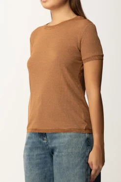 Patrizia Pepe T-shirt In Maglia con LurexETE. BROWN LUREX