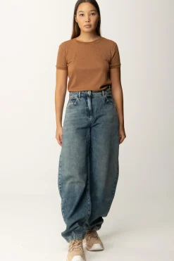 Patrizia Pepe T-shirt In Maglia con LurexETE. BROWN LUREX