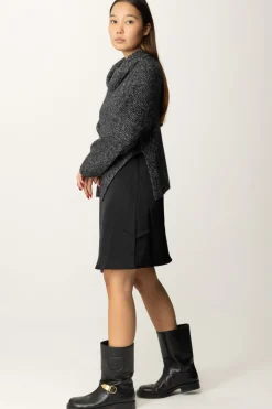 Pinko Abito Bimateriale con Maglia Misto AlpacaGRIGIO/NERO/BIANCO