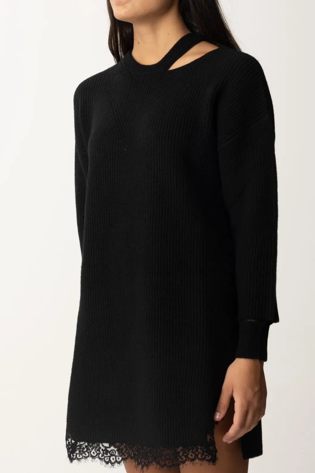 Pinko Abito In Maglia con Cut-out e PizzoNERO LIMOUSINE