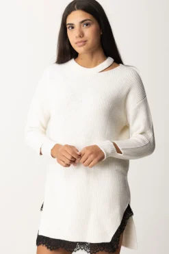 Pinko Abito In Maglia con Cut-out e PizzoBIANCO PUREZZA