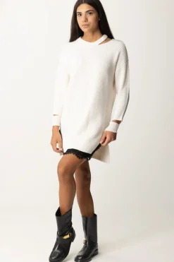 Pinko Abito In Maglia con Cut-out e PizzoBIANCO PUREZZA