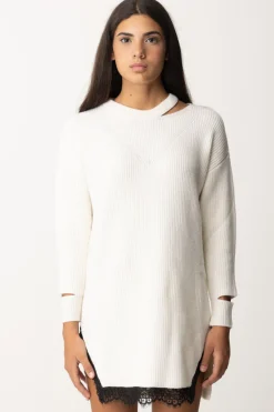 Pinko Abito In Maglia con Cut-out e PizzoBIANCO PUREZZA
