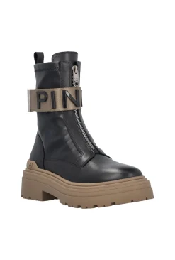 Pinko Anfibi In Pelle con Nastro LogatoBLACK