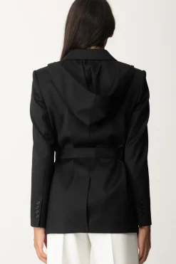 Pinko Blazer con Cappuccio e CinturaNERO LIMOUSINE