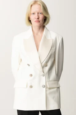 Pinko Blazer Elegante con Spilla e Bottoni GioielloBIANCO-BIANCANEVE