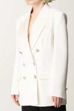 Pinko Blazer Elegante con Spilla e Bottoni GioielloBIANCO-BIANCANEVE