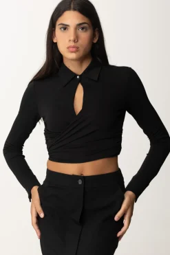 Pinko Blusa Corta Scaldacuore con Scollo a GocciaNERO LIMOUSINE