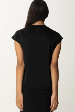 Pinko Blusa In Satin con Inserto In GeorgetteNERO LIMOUSINE