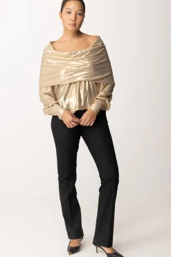 Pinko Blusa Laminata con DrappeggioBEIGE/ORO