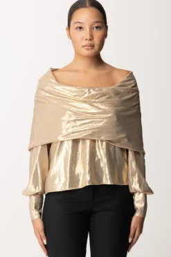 Pinko Blusa Laminata con DrappeggioBEIGE/ORO