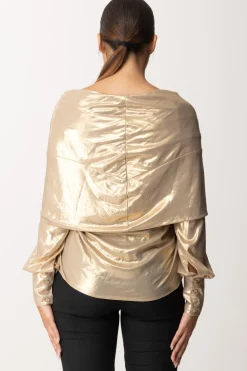 Pinko Blusa Laminata con DrappeggioBEIGE/ORO