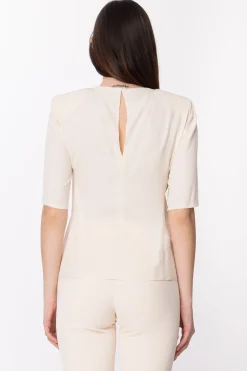 Pinko Blusa Maniche Corte JacquardFUMO BIANCO