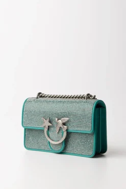 Pinko Borsa a Tracolla con StrasAZZURRO MARE-OLD SILVER