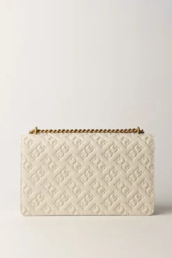 Pinko Borsa a Tracolla Love Bag con Pattern LogoBIANCO SETA-ANTIQUE GOLD