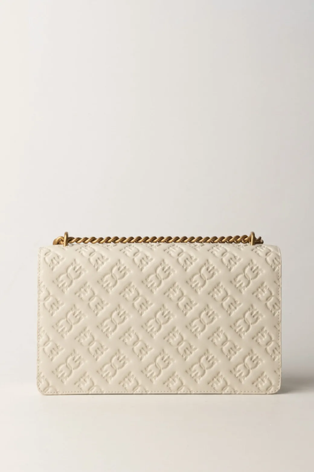 Pinko Borsa a Tracolla Love Bag con Pattern LogoBIANCO SETA-ANTIQUE GOLD