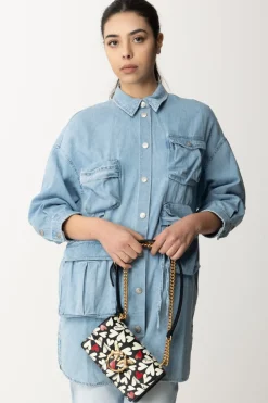 Pinko Borsa Love One Mini HeartsNERO/BIANCO/ROSSO-ANTIQUE GOLD