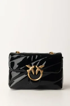 Pinko Borsa Mini Love Bag Lucida e TrapuntataNERO-ANTIQUE GOLD