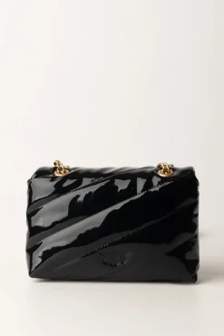 Pinko Borsa Mini Love Bag Lucida e TrapuntataNERO-ANTIQUE GOLD