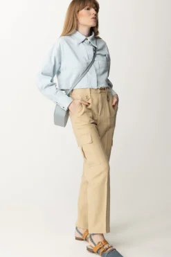 Pinko Camicia Crop In Jeans Leggero con Taglio a VivoLAVAGGIO BLEACH CHIARO