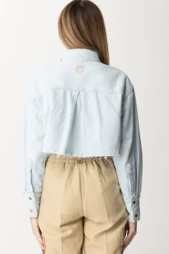 Pinko Camicia Crop In Jeans Leggero con Taglio a VivoLAVAGGIO BLEACH CHIARO