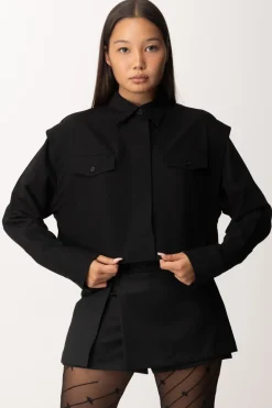Pinko Camicia Crop In Viscosa StretchNERO LIMOUSINE