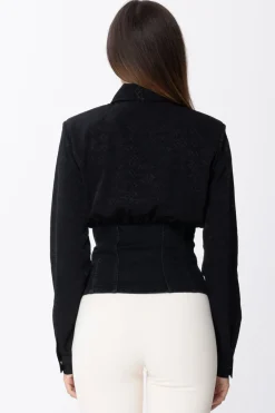 Pinko Camicia In Jeans e Jacquard con Lettering e LogoNERO LIMOUSINE