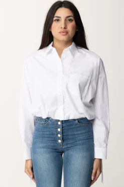 Pinko Camicia In Popeline Taglio CropBIANCO BRILL.