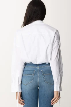 Pinko Camicia In Popeline Taglio CropBIANCO BRILL.