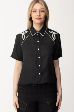 Pinko Camicia In Satin con RicamoNERO/BURRO