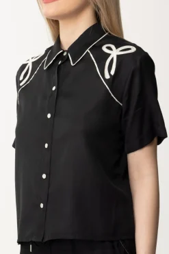 Pinko Camicia In Satin con RicamoNERO/BURRO