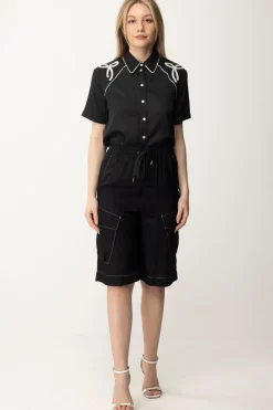 Pinko Camicia In Satin con RicamoNERO/BURRO