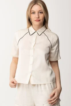 Pinko Camicia In Satin con RicamoBURRO/NERO