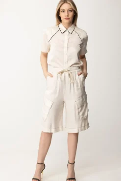 Pinko Camicia In Satin con RicamoBURRO/NERO