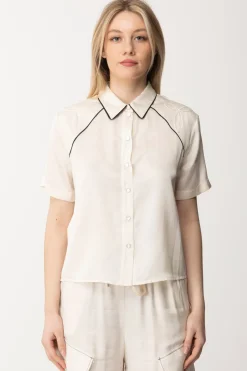 Pinko Camicia In Satin con RicamoBURRO/NERO