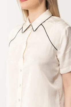 Pinko Camicia In Satin con RicamoBURRO/NERO