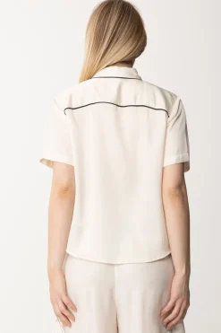 Pinko Camicia In Satin con RicamoBURRO/NERO