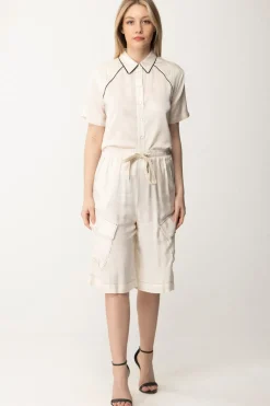 Pinko Camicia In Satin con RicamoBURRO/NERO