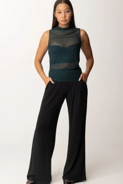 Pinko Canotta Velata con StrassVERDE BOTTIGLIA SCURO