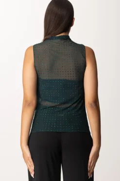 Pinko Canotta Velata con StrassVERDE BOTTIGLIA SCURO