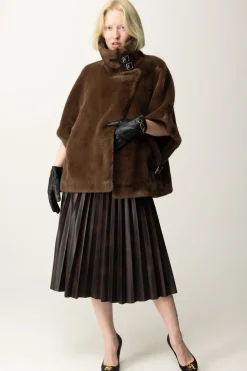 Pinko Cappottino a Cappa Similpelliccia VisoneBEIGE - INTENSO