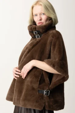 Pinko Cappottino a Cappa Similpelliccia VisoneBEIGE - INTENSO