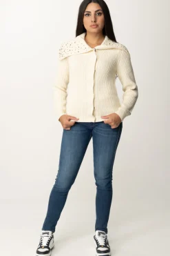 Pinko Cardigan con Castoni Al CollettoBIANCO MERINGA