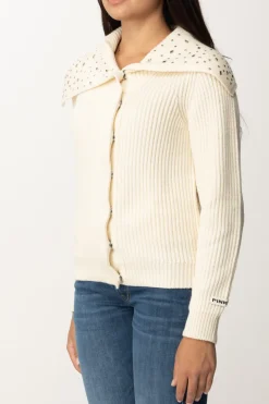 Pinko Cardigan con Castoni Al CollettoBIANCO MERINGA