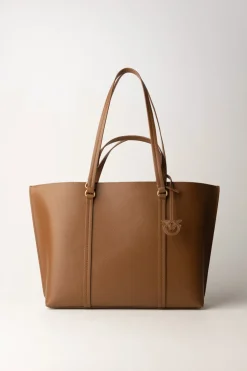 Pinko Carrie Shopper BagMARRONE - LEONE-ANTIQUE GOLD